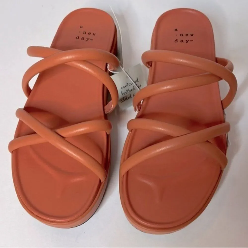 A New Day Dory Platform Heel Strappy Platform Sandals Apricot Orange Size 12 New